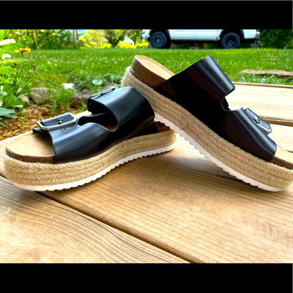 Espadrille/Platform w Double Strap sz 7.5 Black